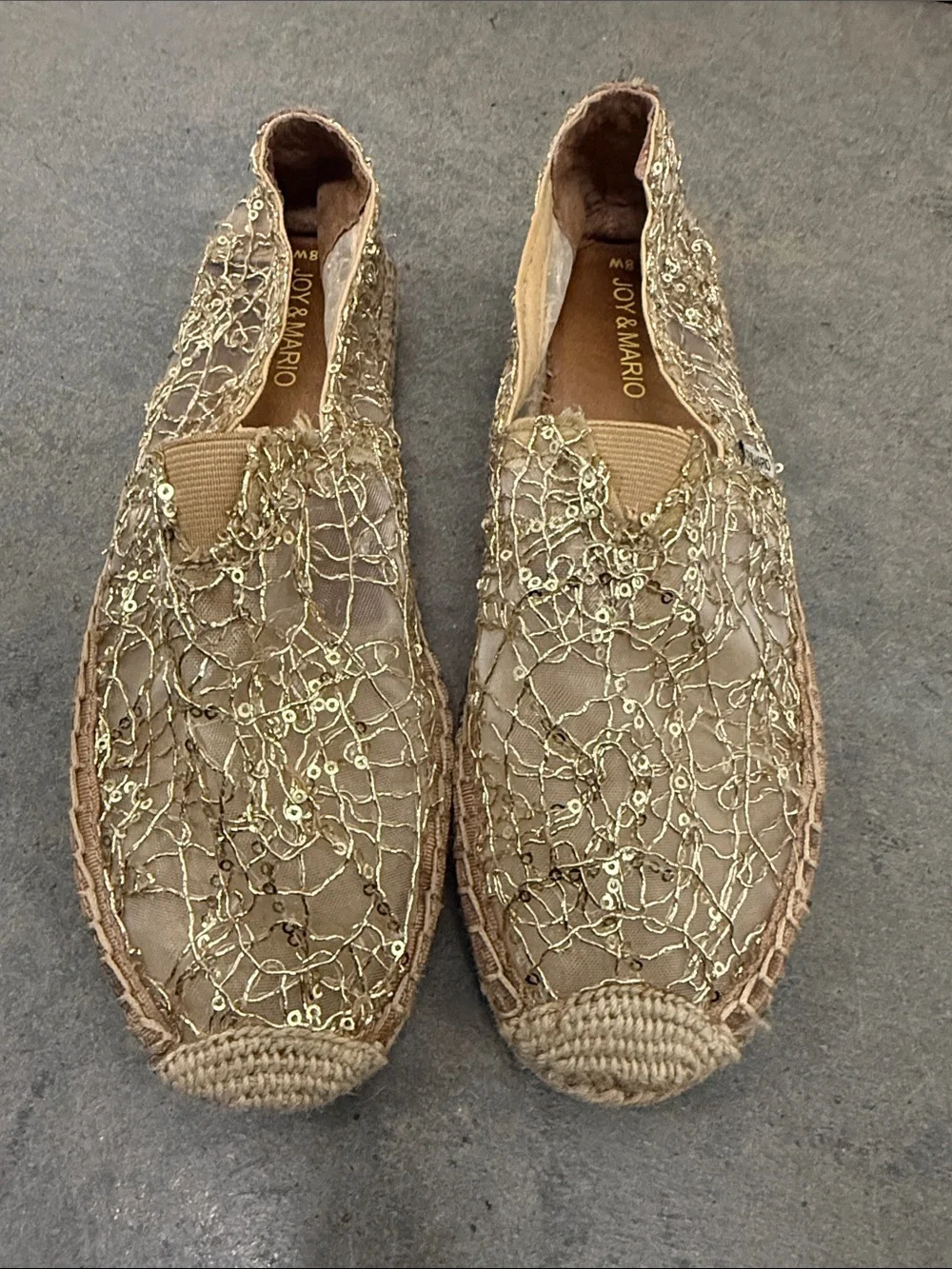 Women's Tan Sequin Espadrille Slip-On